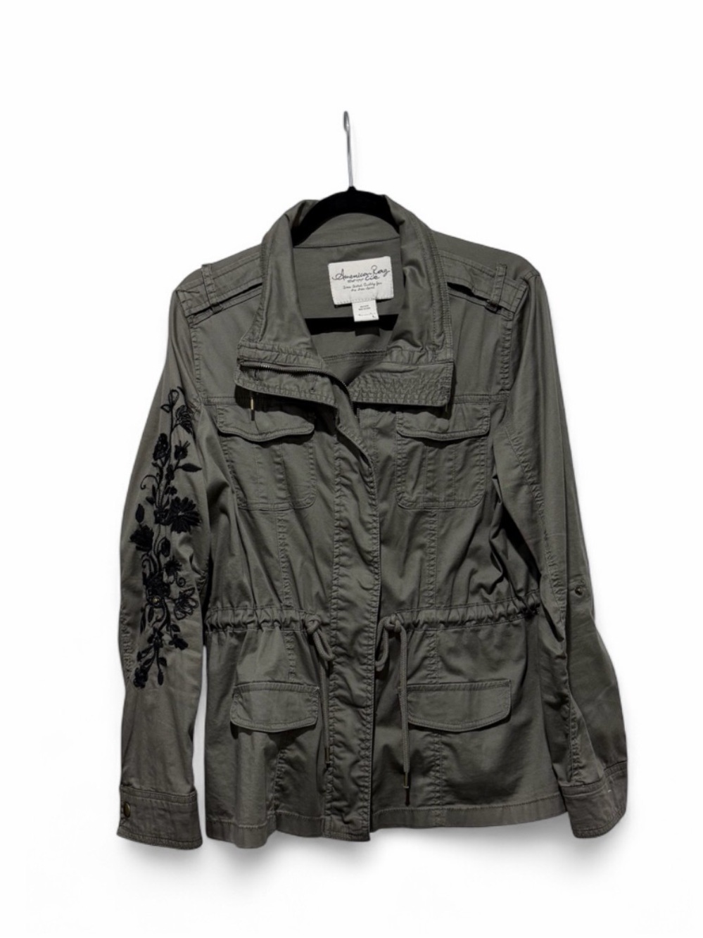 Olive Embroidered Utility Jacket - Picture 2 of 3